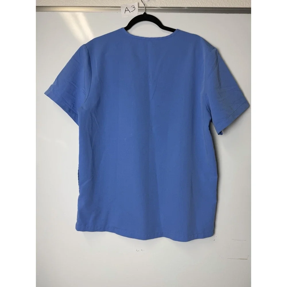 FIGS Technical Collection Scrub 2pcs Set Women's L Blue V-Neck Top Cargo Pants